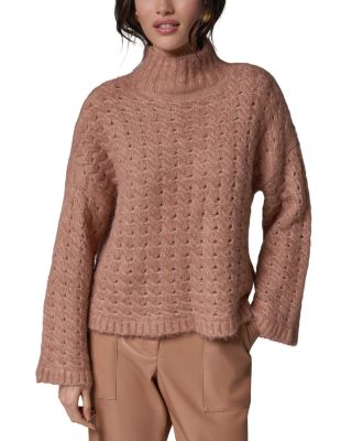 Mock Neck Basketweave Sweater