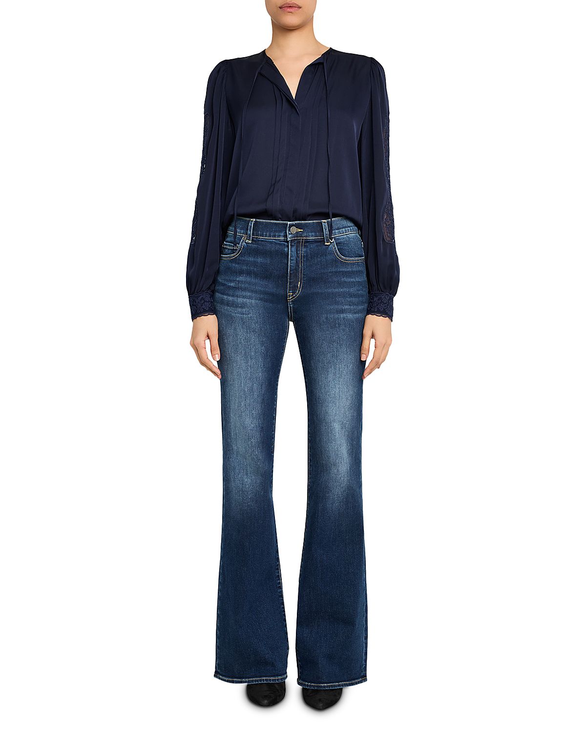 Kobi Halperin Shay Silk Stretch Lace Panel Blouse