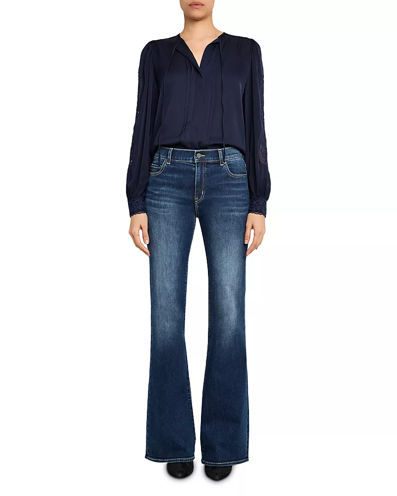 Kobi Halperin Shay Silk Stretch Lace Panel Blouse