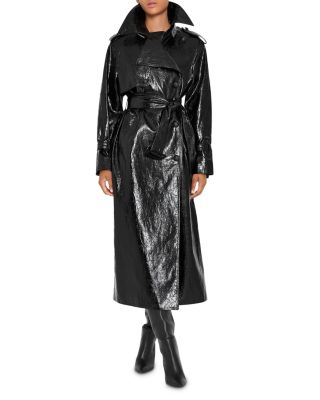 Kobi Halperin Rose Belted Faux Leather Trench Coat In Black