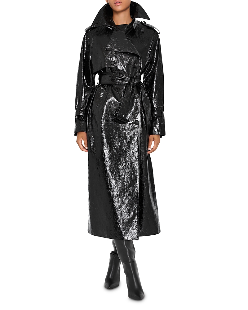 Kobi Halperin Rose Belted Faux Leather Trench Coat In Black