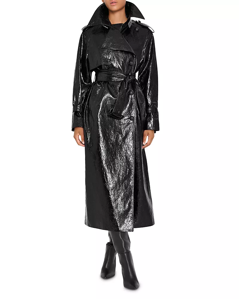 Kobi Halperin Rose Belted Faux Leather Trench Coat