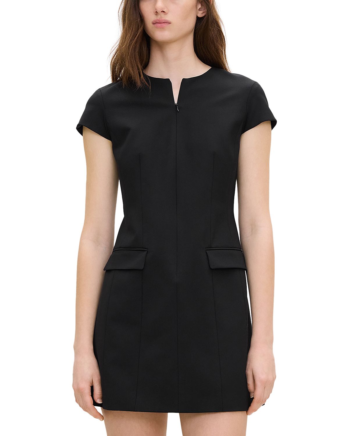 Theory Wool Blend Zip Front Mini Dress