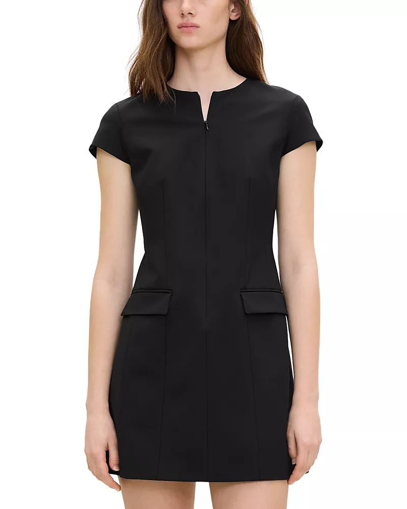 Theory Wool Blend Zip Front Mini Dress