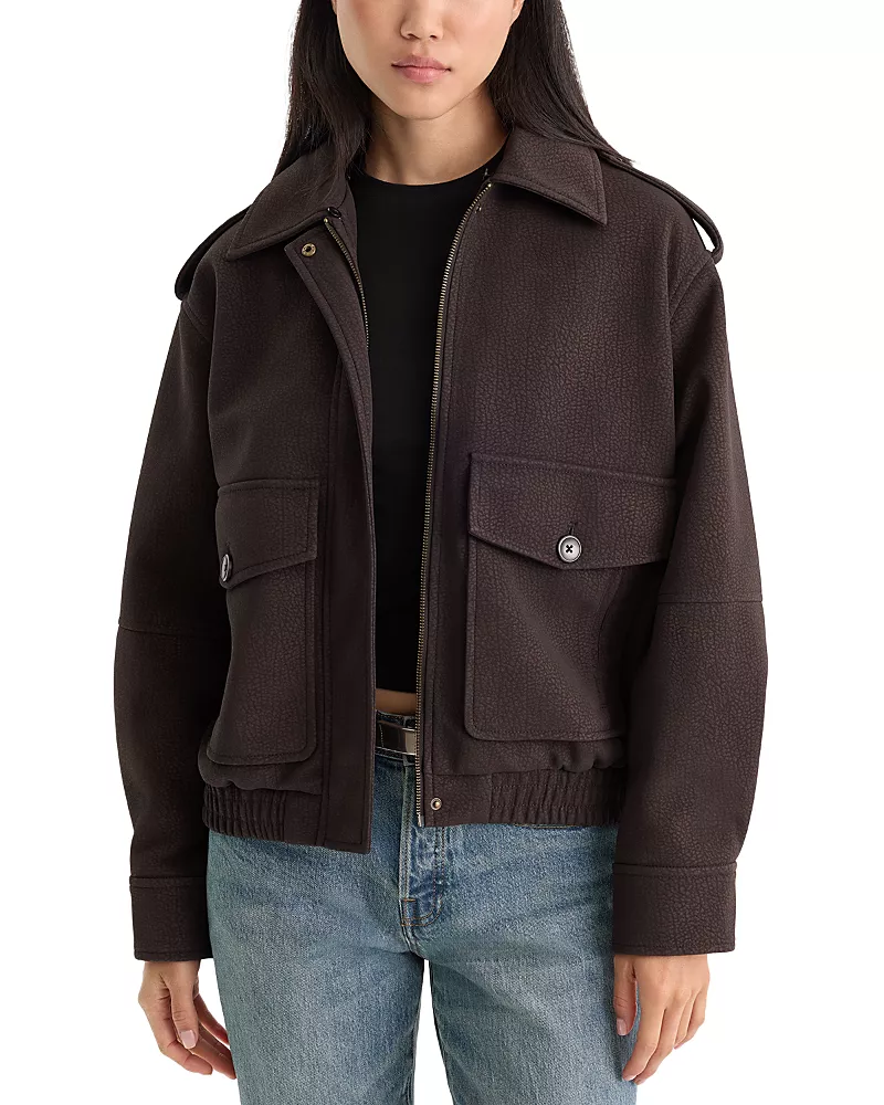 Good American The Better Than Leather Faux Leather Bomber Jacket