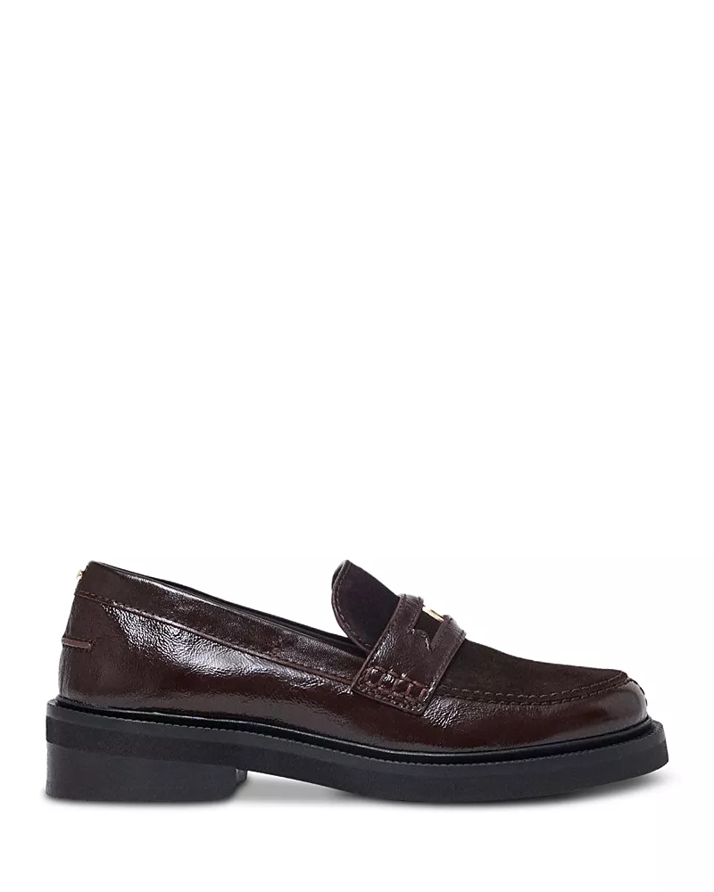 Maje Women's Two Tone Shiny Leather & Suede Loafers