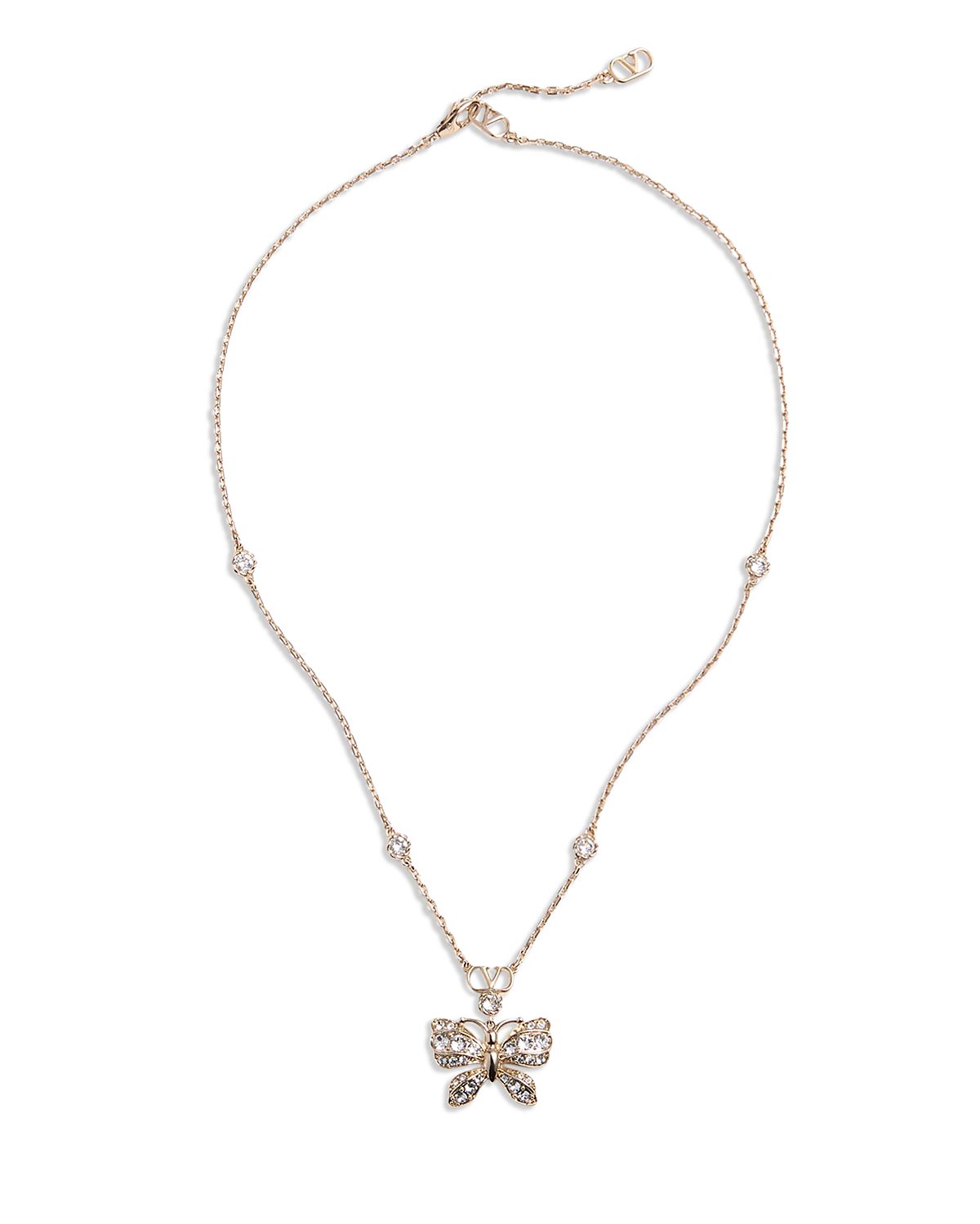 Valentino Garavani Pave Butterfly Pendant Necklace