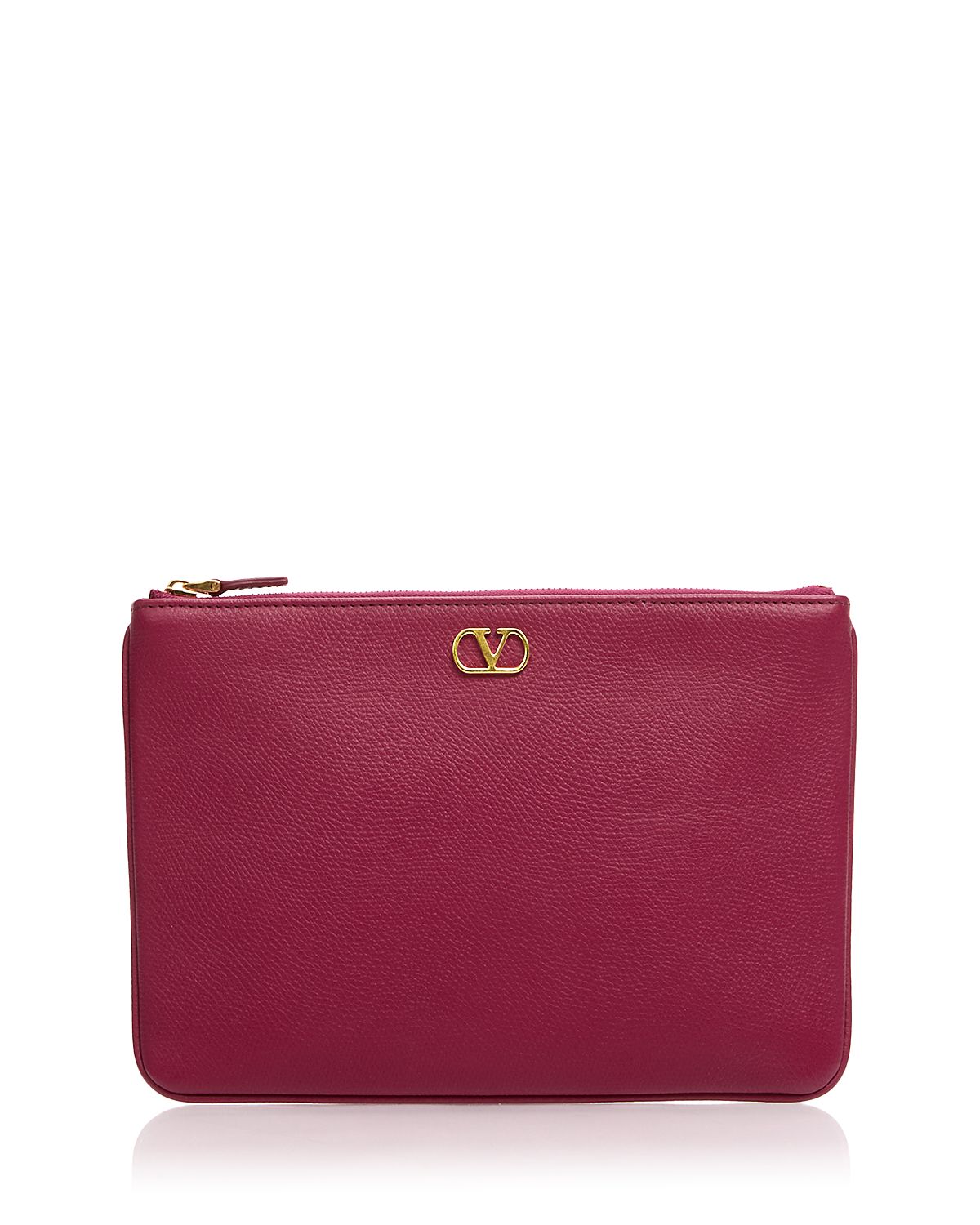 Valentino Garavani VLogo Grained Leather Zip Pouch