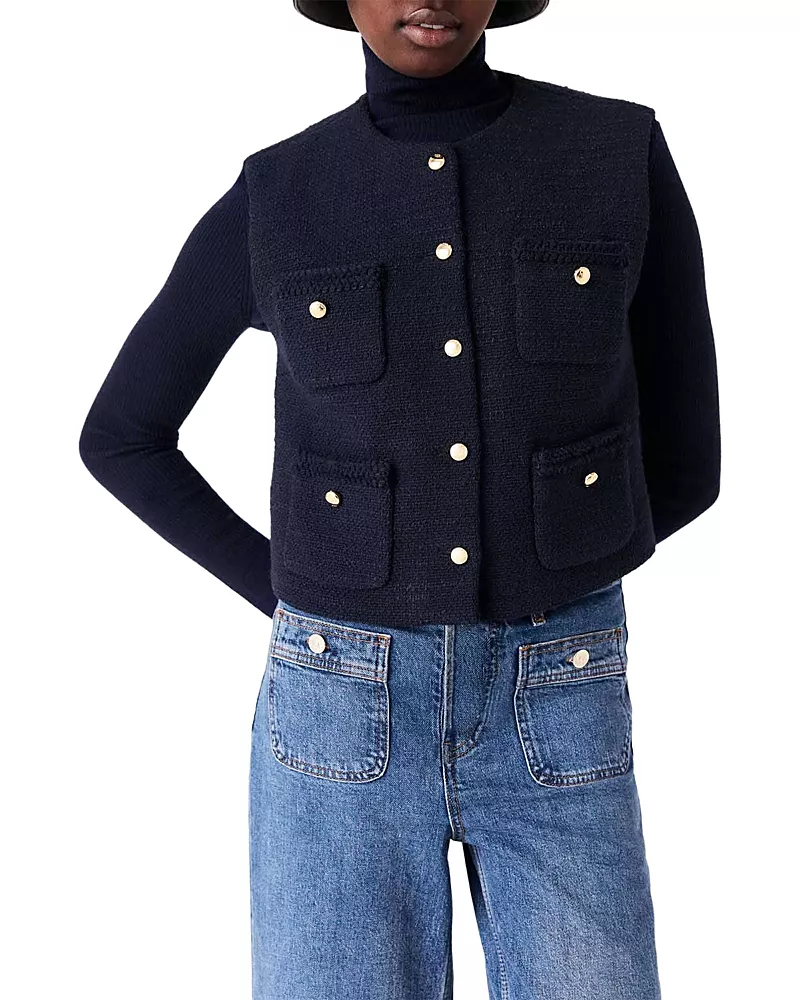Maje Liponette Tweed Vest