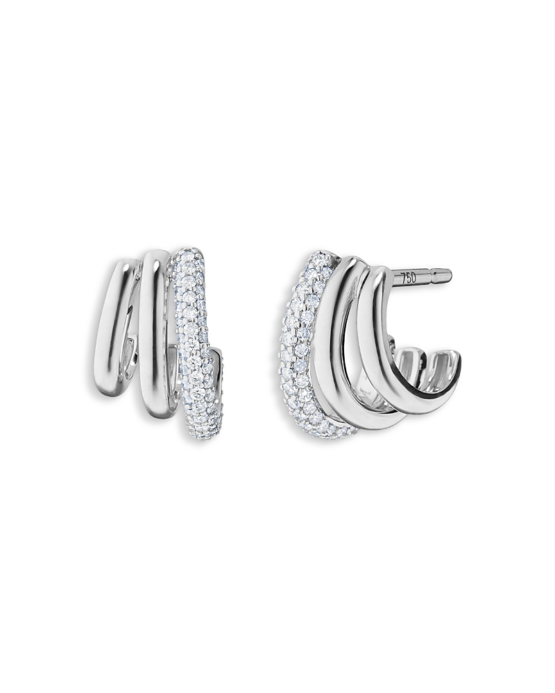 Monica Rich Kosann Sterling Silver Sun Moon & Stars White Sapphire Pave Saturn Hoop Earrings · OS