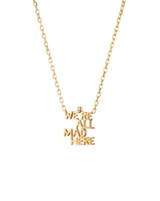 18K Yellow Gold Diamond We're All Mad Here Necklace, 16-18"
