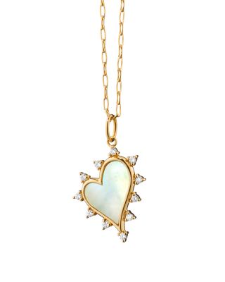 Monica Rich Kosann 18K Yellow Gold Diamond & Mother of Pearl Midi Love Heart Necklace, 17