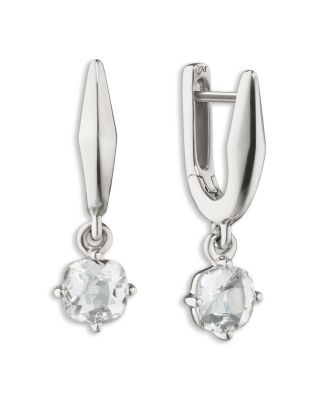Sterling Silver Points North Mine Cut Rock Crystal Hoop Earrings