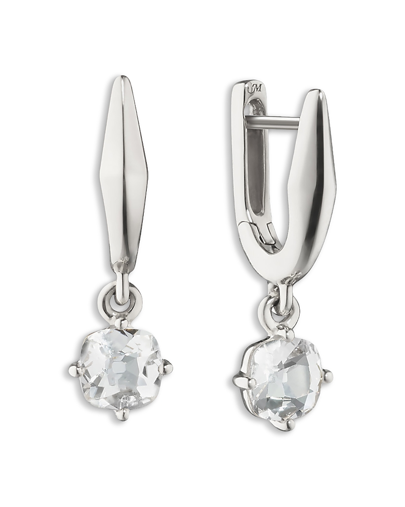 Monica Rich Kosann Sterling Silver Points North Mine Cut Rock Crystal Hoop Earrings