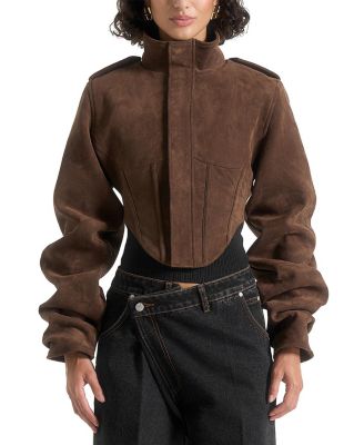 Solange Suede Tacked Sleeve Corset Jacket