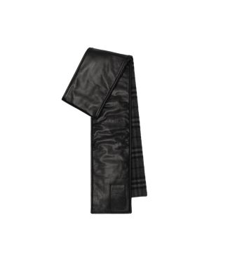  Narrow Reversible Check and Leather Scarf