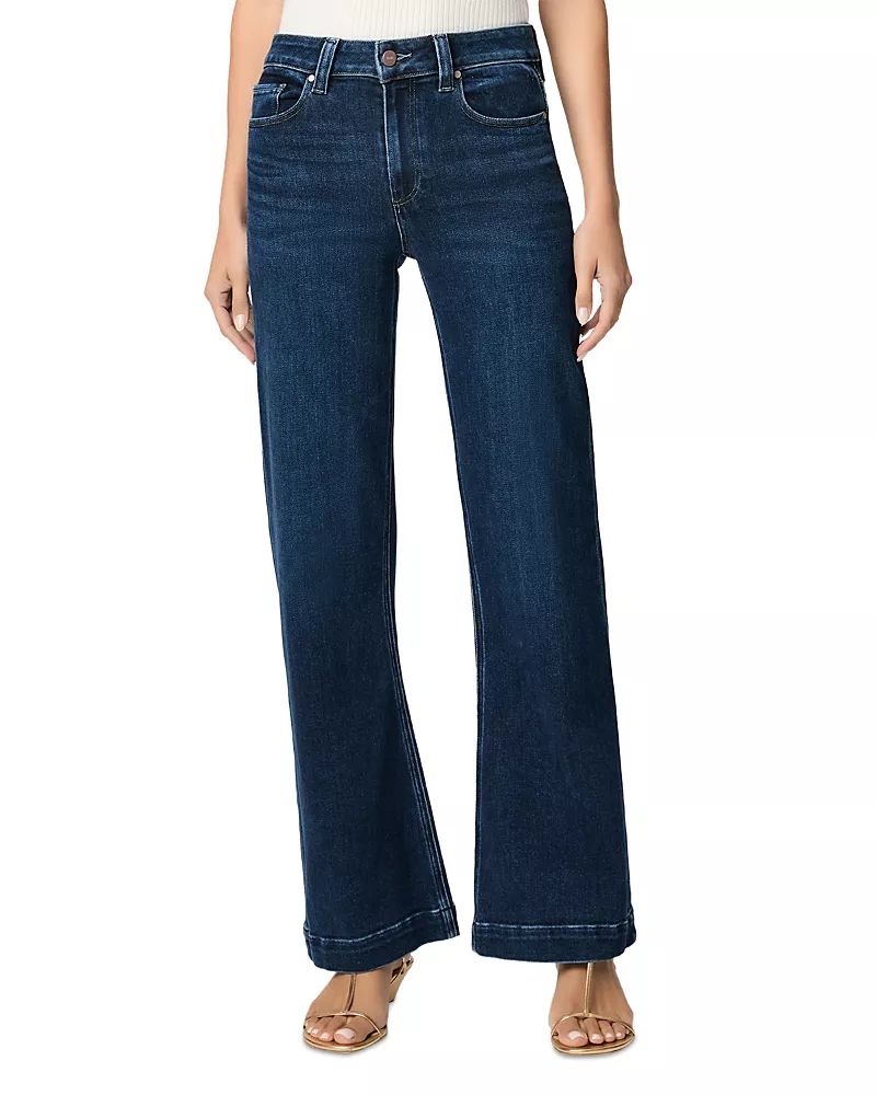 Paige Leenah Cotton Stretch High Rise Wide Leg Jeans in Basilica