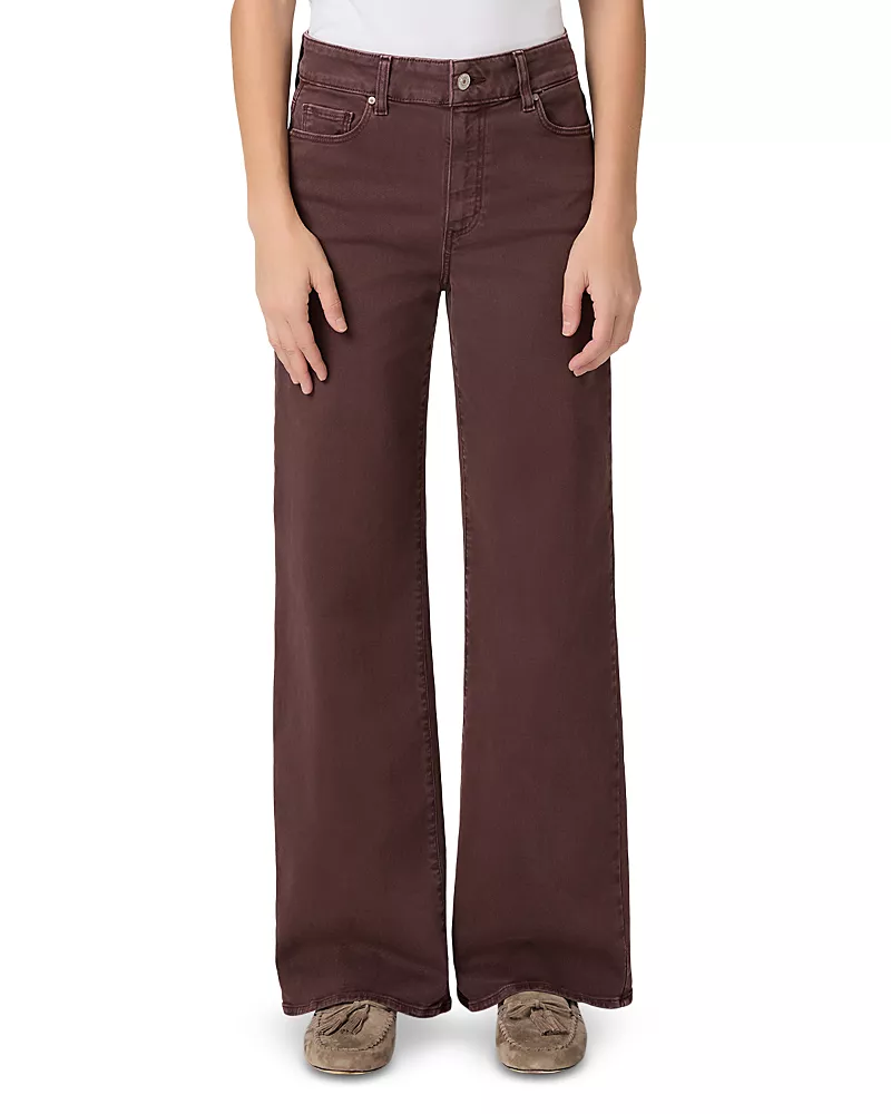 Paige Anessa Cotton Stretch Wide Leg Jeans in Vintage Wild Mulberry