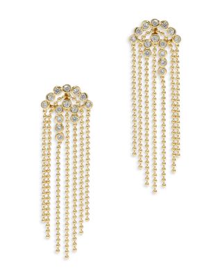 Asterales Cubic Zirconia Bubble Fringe Chandelier Earrings