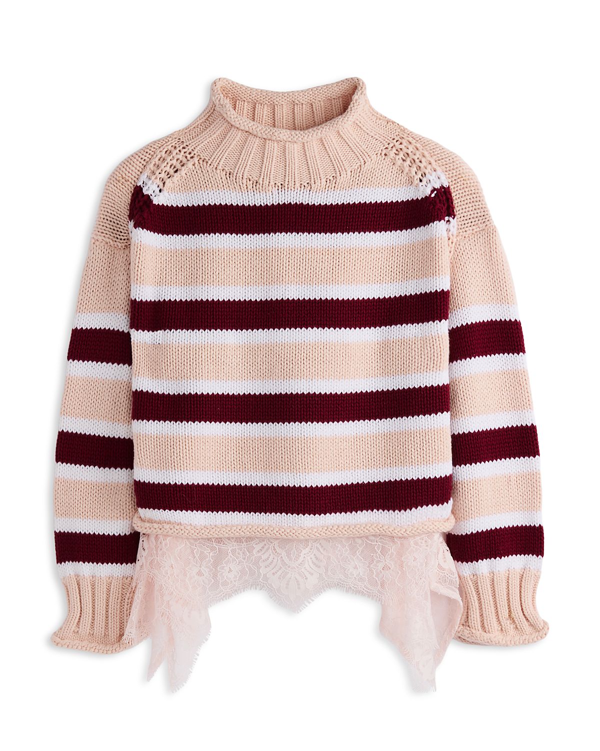 Aqua Girls' Mock Neck Sweater With Lace Trim, Big Kid - Exclusive