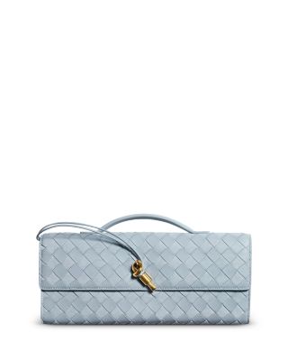 Intrecciato Suede & Leather Top Handle Clutch