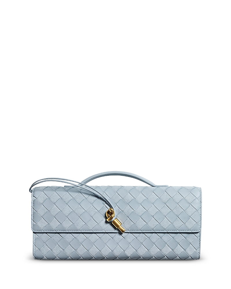 Bottega Veneta Intrecciato Suede & Leather Top Handle Clutch