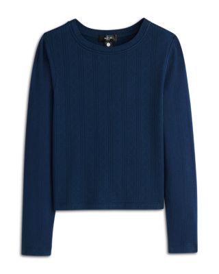 Girls' Long Sleeved Crewneck Pointelle Tee, Big Kid - Exclusive