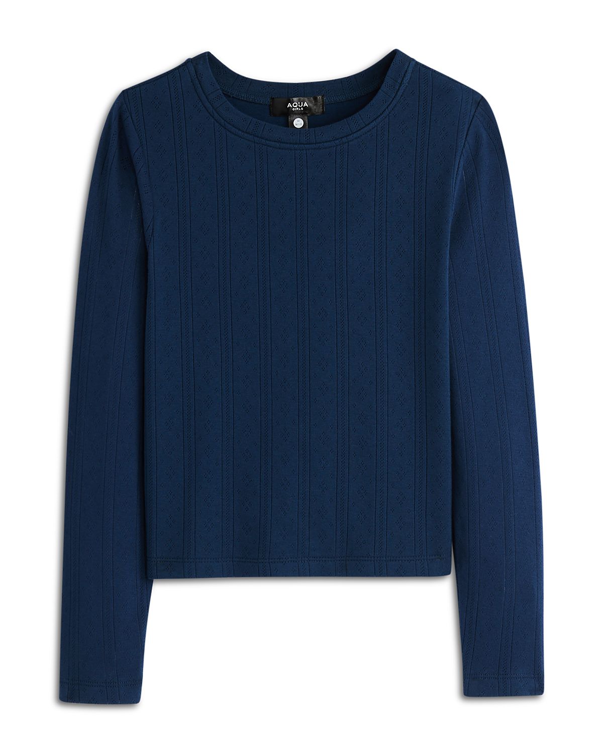 Aqua Girls' Long Sleeved Crewneck Pointelle Tee, Big Kid - Exclusive