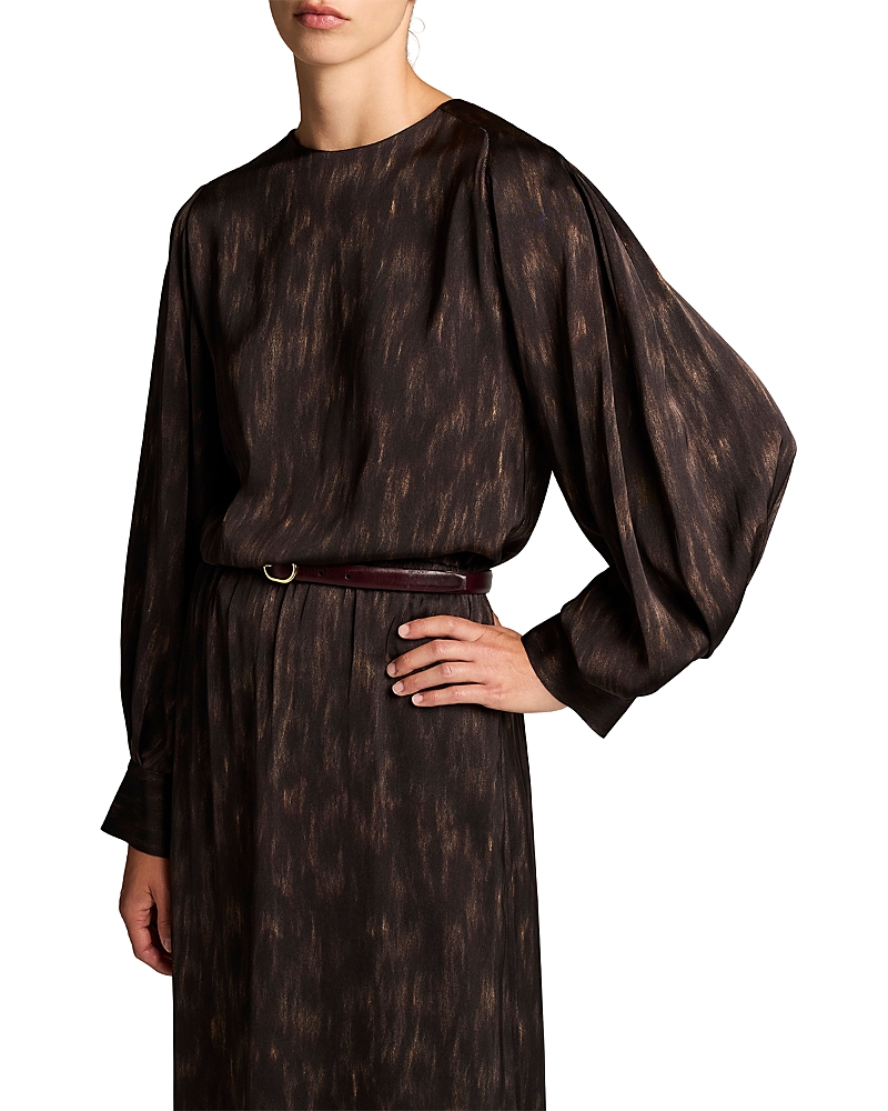 Vince Printed Raglan Sleeve Tie Neck Top