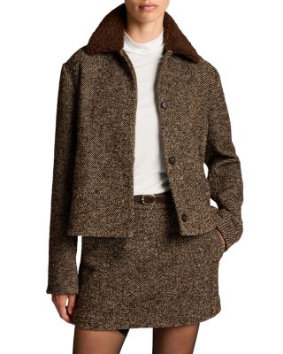 Contrast Collar Boucl&eacute; Jacket