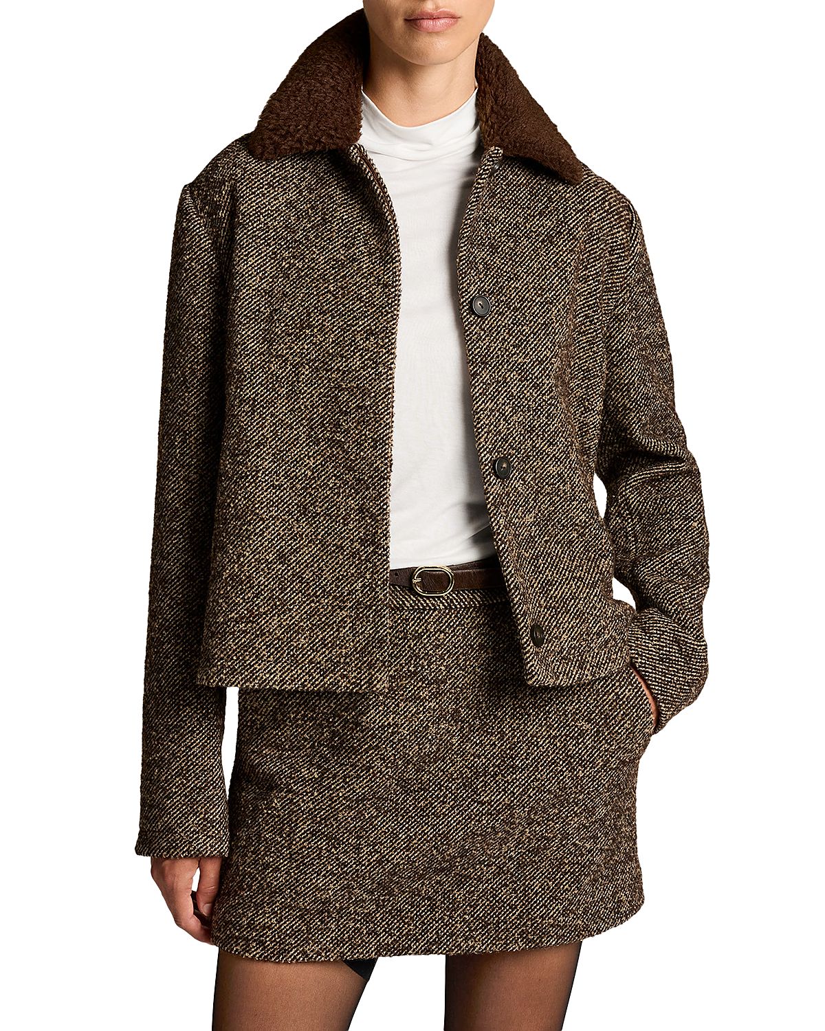 Vince Contrast Collar Boucle Jacket