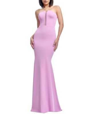 Dress The Population Izzy Strapless Plunge Panel Mermaid Gown In Lavender
