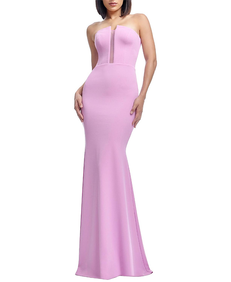 Dress The Population Izzy Strapless Plunge Panel Mermaid Gown In Lavender