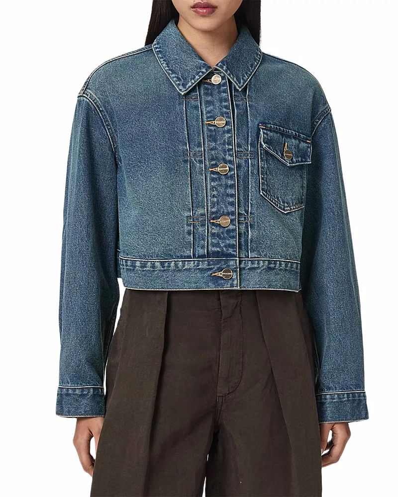 Allsaints Blink Cotton Denim Cropped Jacket
