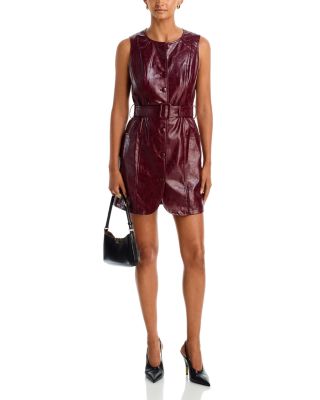 Faux Leather Belted Mini Dress - Exclusive - thumbnail 2