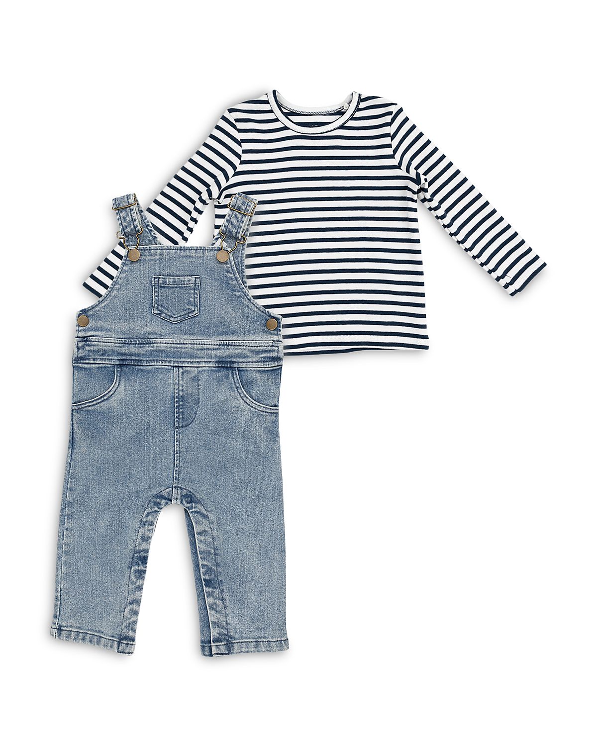 Angel Dear Boys' Striped Tee & Denim Overalls Set - Baby, Toddler