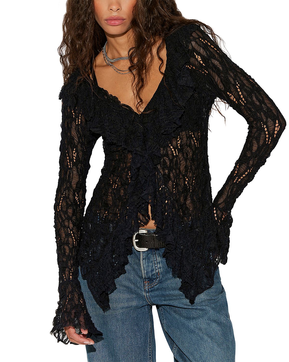 Free People Laney Lace Cardigan Sweater