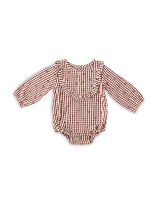 Girls' Cotton Gingham Ruffled Bodysuit - Baby