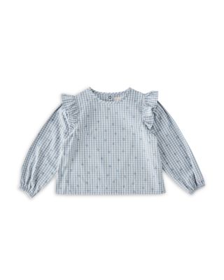 Girls' Printed Gingham Ruffled Cotton Top - Baby