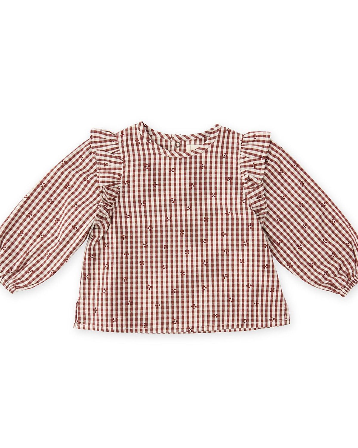 Pehr Girls' Printed Gingham Ruffled Cotton Top - Baby