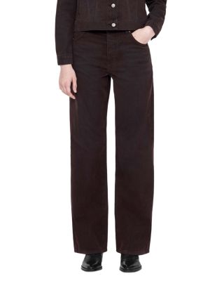 Lou High Rise Relaxed Jeans in Wide Red Flock
