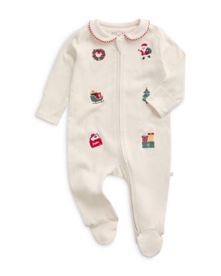 Mori Unisex Christmas Embroidered Two Way Zip Up Sleepsuit Footie - Baby