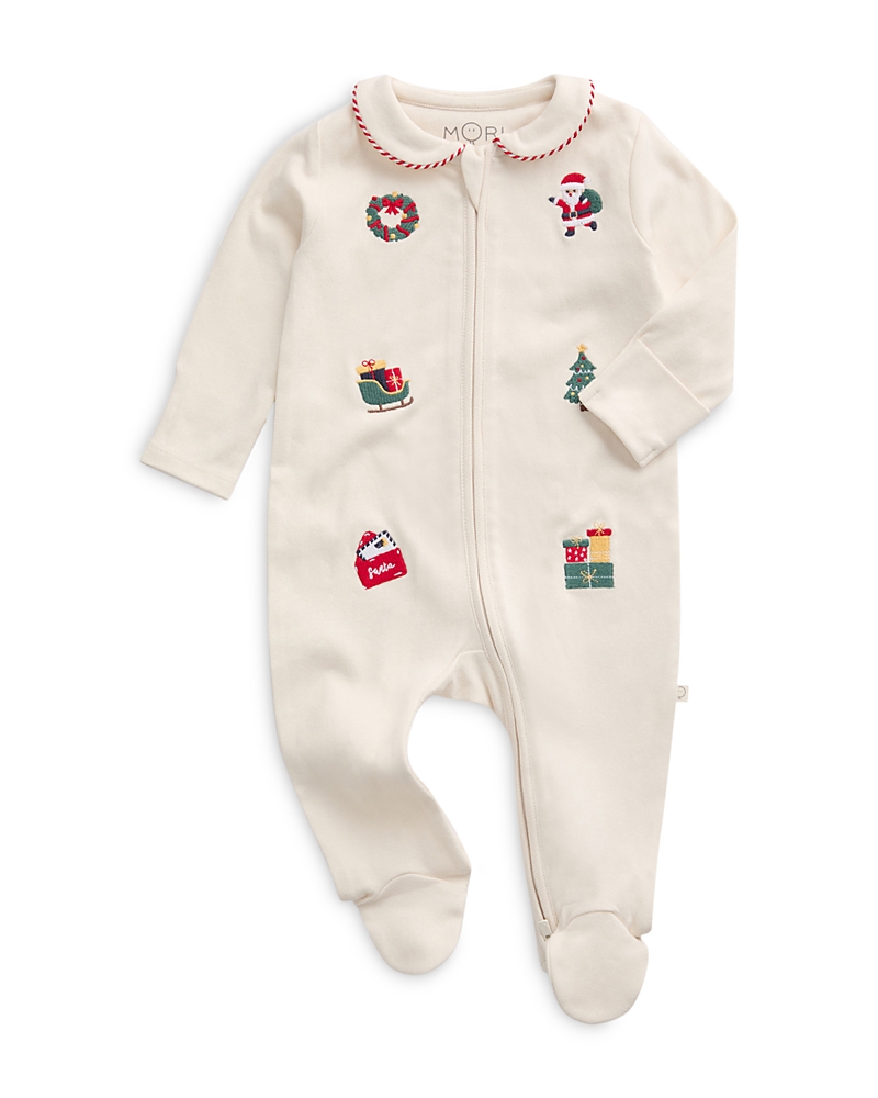 Mori Unisex Christmas Embroidered Two Way Zip Up Sleepsuit Footie - Baby