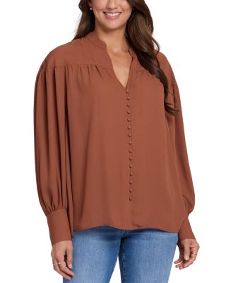 Anika Draped Georgette Split Neck Blouse