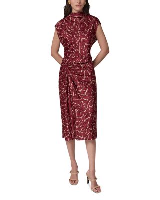 Cowl Neck Side Ruched Dress