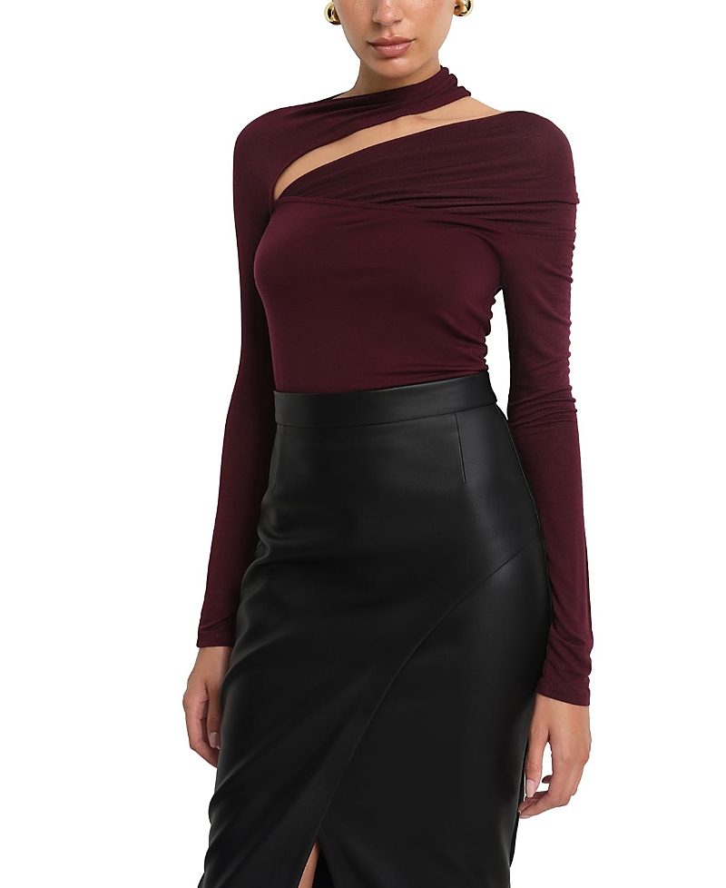 Marcella Zola Long Sleeve Top In Burgundy