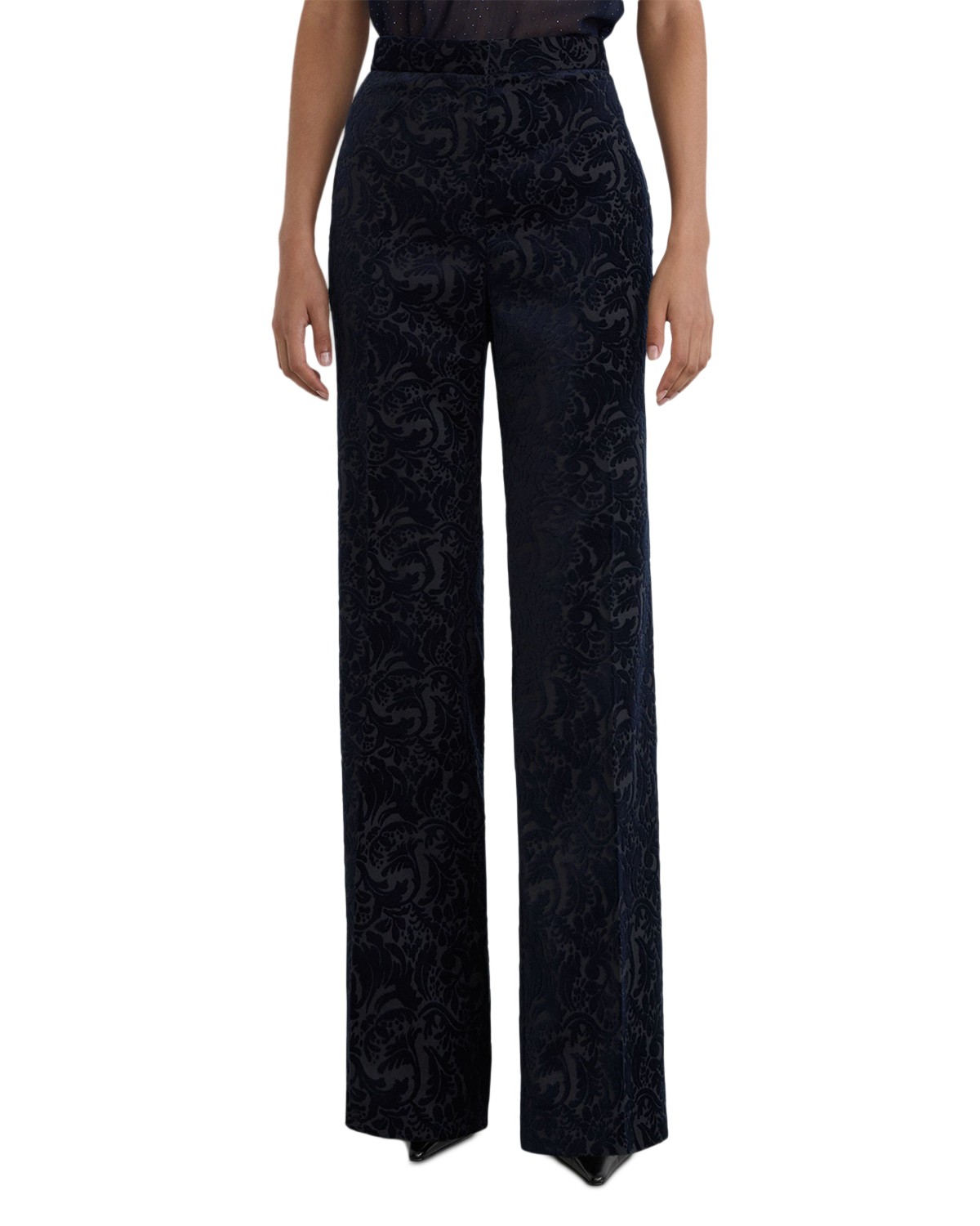Flocked Velvet Flare Trousers - Exclusive
