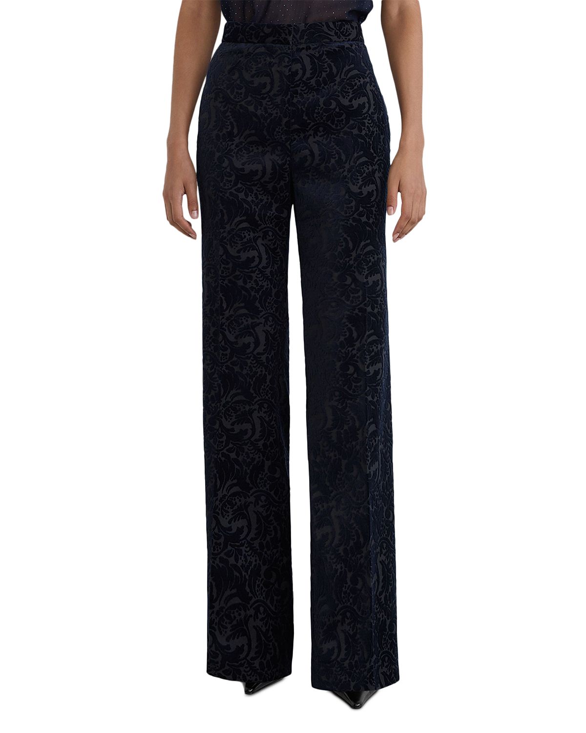 Reiss Flocked Velvet Flare Trousers