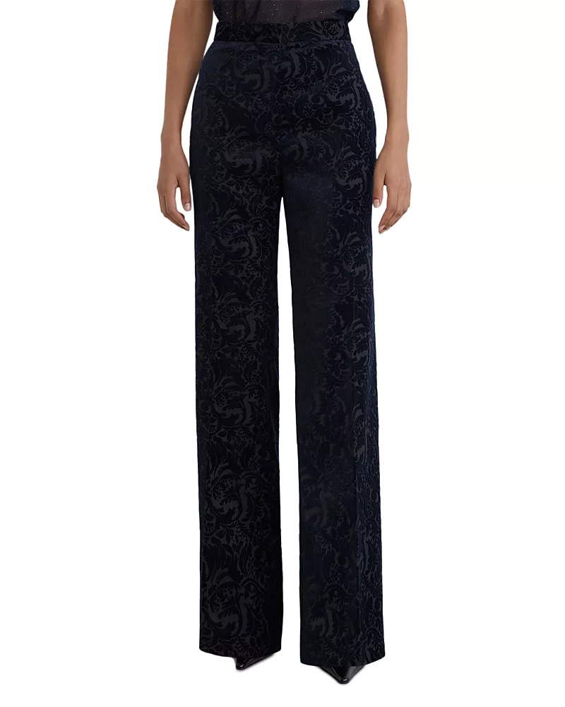 Reiss Flocked Velvet Flare Trousers