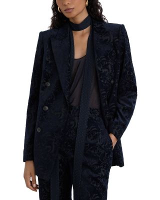 Flocked Velvet Double Breasted Blazer